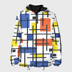 Куртка с капюшоном мужская Разноцветные прямоугольники, цвет: 3D-черный