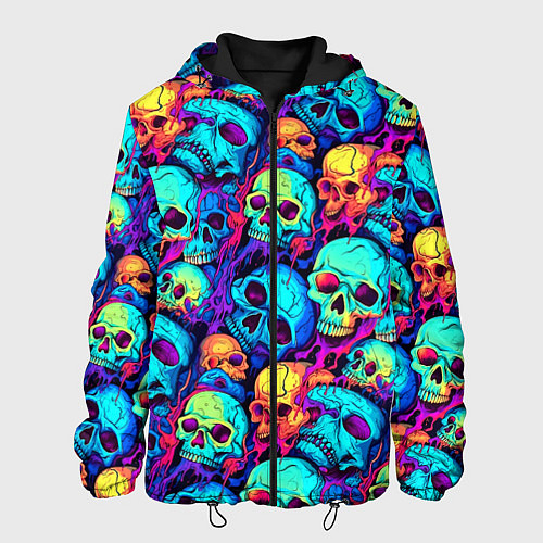 Мужская куртка Яркие кислотные черепа / 3D-Черный – фото 1