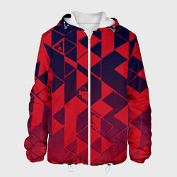 Куртка с капюшоном мужская Сине-красный геометрия градиент, цвет: 3D-белый