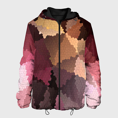 Мужская куртка Мозаика в коричнево-розовых тонах / 3D-Черный – фото 1
