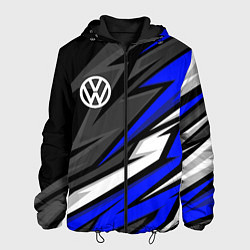 Куртка с капюшоном мужская Volkswagen - Синяя абстракция, цвет: 3D-черный