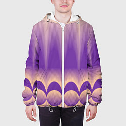 Куртка с капюшоном мужская Фиолетовый градиент в полоску, цвет: 3D-белый — фото 2
