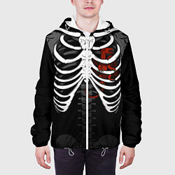 Куртка с капюшоном мужская Скелет: ребра с драконом, цвет: 3D-белый — фото 2