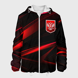 Мужская куртка Герб России красный и черный фон