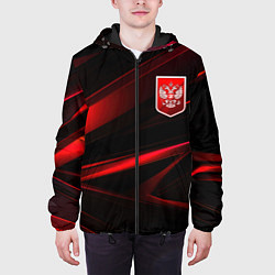 Куртка с капюшоном мужская Герб России красный и черный фон, цвет: 3D-черный — фото 2