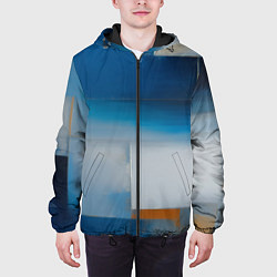 Куртка с капюшоном мужская Синяя палитра, цвет: 3D-черный — фото 2