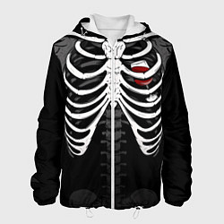 Куртка с капюшоном мужская Скелет: ребра с винишком, цвет: 3D-белый