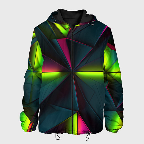 Мужская куртка Зеленые неоновые плиты / 3D-Черный – фото 1