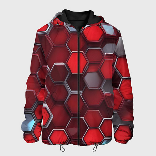 Мужская куртка Cyber hexagon red / 3D-Черный – фото 1