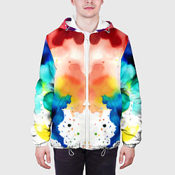 Куртка с капюшоном мужская Цветная монотипия - поп-арт, цвет: 3D-белый — фото 2