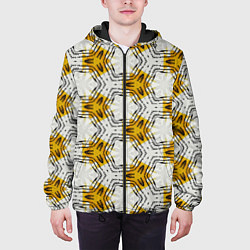 Куртка с капюшоном мужская Узор шестиугольные соты, цвет: 3D-черный — фото 2