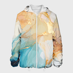 Куртка с капюшоном мужская Янтарь и бирюза, цвет: 3D-белый