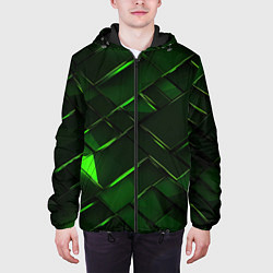 Куртка с капюшоном мужская Зеленые элементы абстракция, цвет: 3D-черный — фото 2