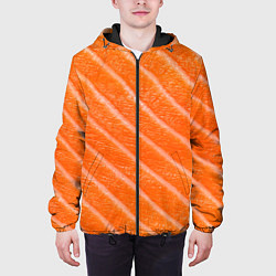 Куртка с капюшоном мужская Лососем сашими, цвет: 3D-черный — фото 2