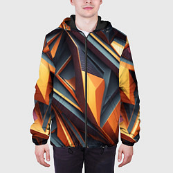 Куртка с капюшоном мужская Разноцветная 3D геометрия узоров метавселенной, цвет: 3D-черный — фото 2