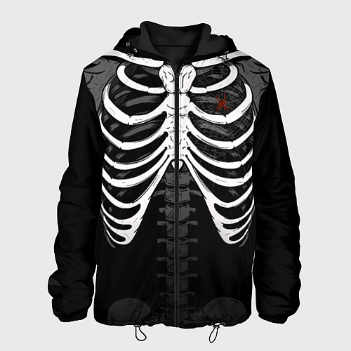 Мужская куртка Скелет: ребра с пауком и паутиной / 3D-Черный – фото 1