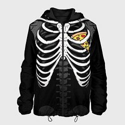 Куртка с капюшоном мужская Скелет: ребра с куском пиццы, цвет: 3D-черный