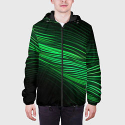 Куртка с капюшоном мужская Green neon lines, цвет: 3D-черный — фото 2