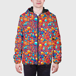 Куртка с капюшоном мужская Разноцветные пузырики узор, цвет: 3D-черный — фото 2