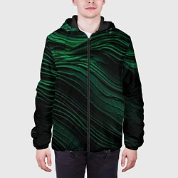 Куртка с капюшоном мужская Dark green texture, цвет: 3D-черный — фото 2