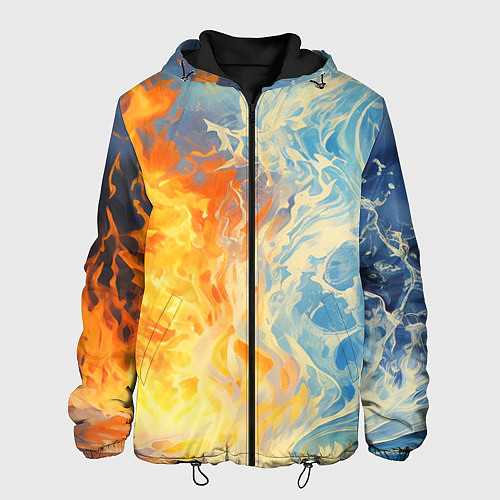Мужская куртка Вода и пламя абстракция / 3D-Черный – фото 1