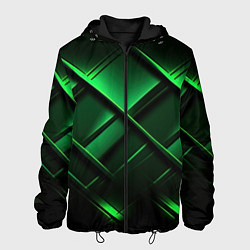 Куртка с капюшоном мужская Зеленые неоновые плиты, цвет: 3D-черный
