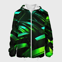Куртка с капюшоном мужская Dark green abstract, цвет: 3D-белый