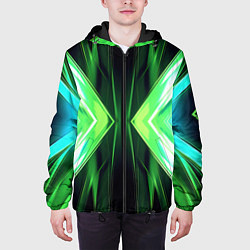 Куртка с капюшоном мужская Зеленые зеркальные плиты, цвет: 3D-черный — фото 2