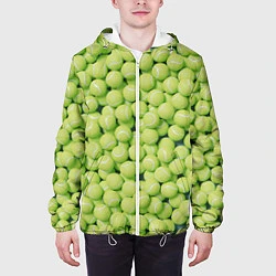 Куртка с капюшоном мужская Узор из теннисных мячей, цвет: 3D-белый — фото 2