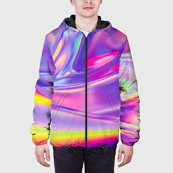 Куртка с капюшоном мужская Радужное северное сияние, цвет: 3D-черный — фото 2