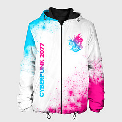 Куртка с капюшоном мужская Cyberpunk 2077 neon gradient style: надпись, симво, цвет: 3D-черный
