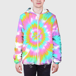 Куртка с капюшоном мужская Tie-Dye кислотный в стиле барби, цвет: 3D-белый — фото 2