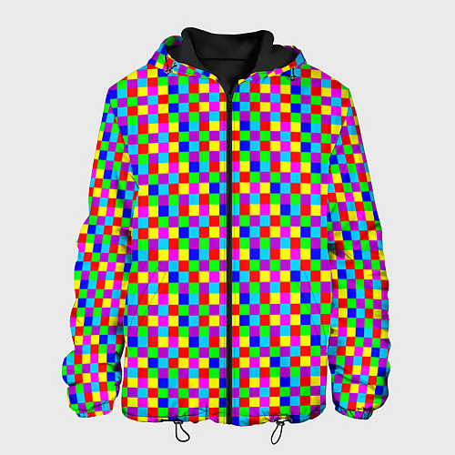 Мужская куртка Разноцветные маленькие квадраты / 3D-Черный – фото 1