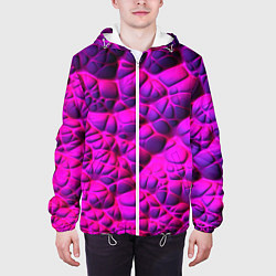 Куртка с капюшоном мужская Объемная розовая текстура, цвет: 3D-белый — фото 2