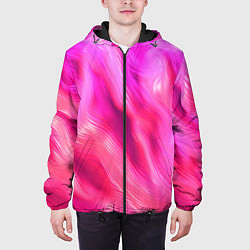 Куртка с капюшоном мужская Pink abstract texture, цвет: 3D-черный — фото 2