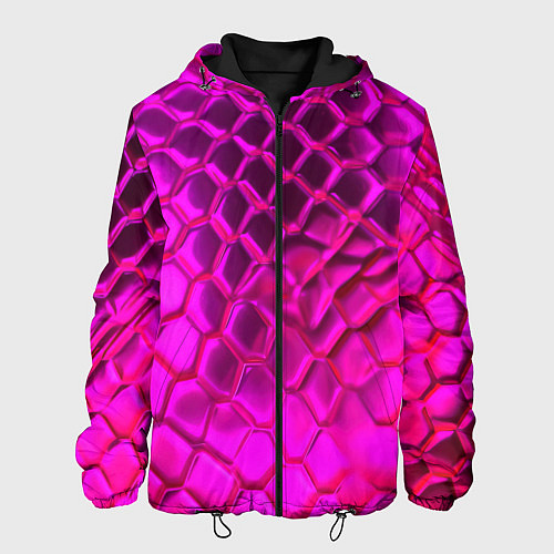 Мужская куртка Объемные розовые соты / 3D-Черный – фото 1