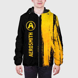 Куртка с капюшоном мужская Aerosmith - gold gradient: по-вертикали, цвет: 3D-черный — фото 2