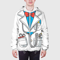 Куртка с капюшоном мужская Костюм доктора, цвет: 3D-белый — фото 2
