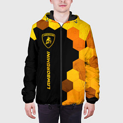 Куртка с капюшоном мужская Lamborghini - gold gradient: по-вертикали, цвет: 3D-черный — фото 2