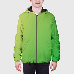 Куртка с капюшоном мужская Градиент - зеленый лайм, цвет: 3D-черный — фото 2