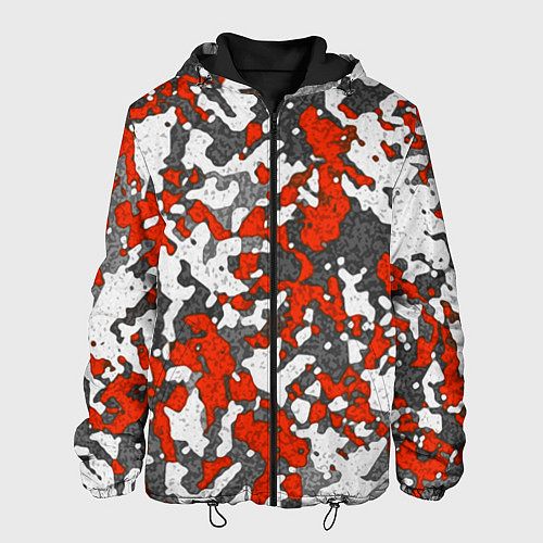 Мужская куртка Абстракция серо-красная / 3D-Черный – фото 1