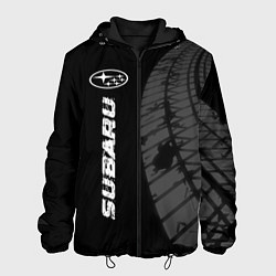 Куртка с капюшоном мужская Subaru speed на темном фоне со следами шин: по-вер, цвет: 3D-черный