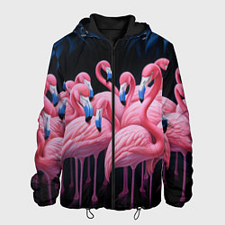 Мужская куртка Стая розовых фламинго в темноте