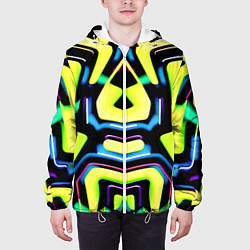 Куртка с капюшоном мужская Mirror abstract composition - неон, цвет: 3D-белый — фото 2