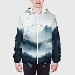 Куртка с капюшоном мужская Утренние горы, цвет: 3D-белый — фото 2