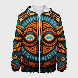 Куртка с капюшоном мужская Орнамент в африканском стиле, цвет: 3D-белый