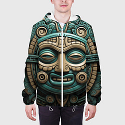 Куртка с капюшоном мужская Орнамент в стиле индейцев майя, цвет: 3D-белый — фото 2