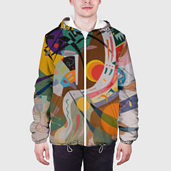 Куртка с капюшоном мужская Искусство Кандинского - Доминирующая кривая, цвет: 3D-белый — фото 2