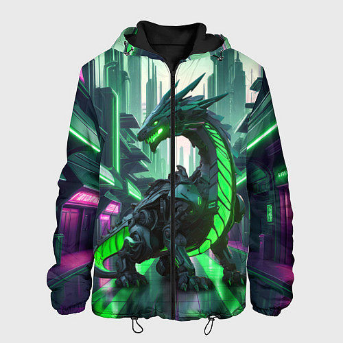 Мужская куртка Неоновый зеленый дракон / 3D-Черный – фото 1