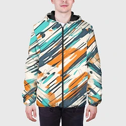 Куртка с капюшоном мужская Абстракция разноцветная, цвет: 3D-черный — фото 2